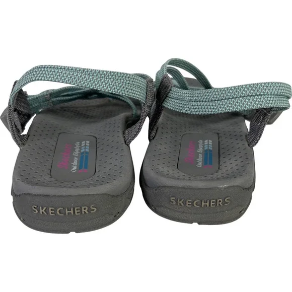 Skechers Women’s Gray/Blue Strappy Slingback Sport Sandals - 8 - Picture 4 of 8